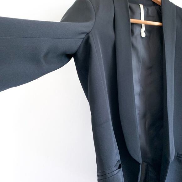 Truth and Pride 100% Silk Classic Open Front Blazer in Solid Black Size XS - Picture 3 of 10